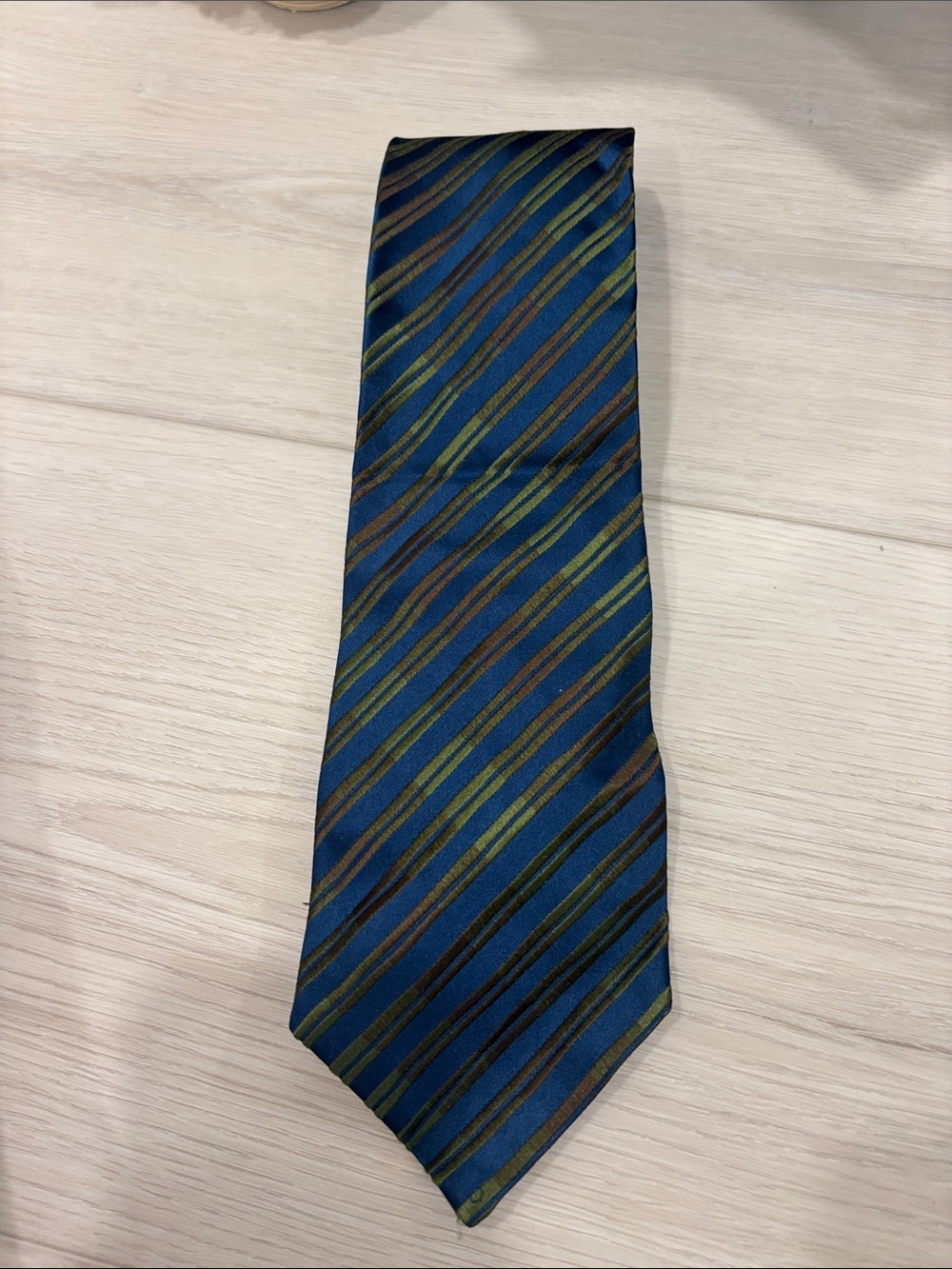Charvet Classic Striped Blue & Green Men's Tie